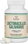 Lactobacillus Salivarius Oral Probiotics - Vanilla Tablets for Dental Health, Teeth, and Gums - Extreme Bad Breath Treatment for Adults (120 Count, 2 Billion CFUs per 20mg Tablet) by Double Wood