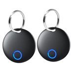 ABHJATA Bluetooth Item Finder, Key Finder, IP67 Waterproof Item Tracker with Replaceable Battery, Works with Apple Find My (iOS Only), not Support for Android,2 Pack-Black