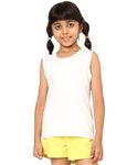 FABIOUS Kids Unisex Tank Top Plain Ring Spun Super Combed Bio-Washed Cotton for Girls & Boys (11-12 Years, White)