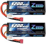 Zeee 2S Lipo Battery 5200mAh 7.4V 100C Hard case with Deans T Plug for 1/8 and 1/10 RC Vehicles Car RC Buggy Truggy RC Airplane UAV Drone FPV (2 Pack)