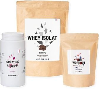 Nutripure | Pack Prise de Muscles | Whey Isolate Native + Créatine Monohydrate Gélules + Pre Workout (EAA, BCAA) | Idéal pour Musculation, Prise de Masse Musculaire, Fatigue Musculaire | Goût Chocolat