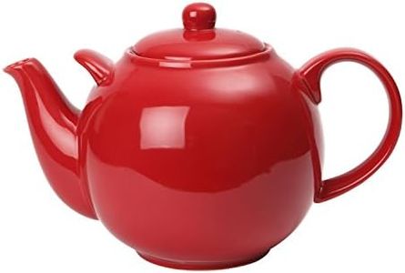 London Pottery 50160 Globe Extra Large Teapot with Strainer, Ceramic, Red, 10 Cup Capacity (3 Litre)