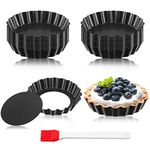 24 Pieces Mini Tart Pans with Removable Bottom 4 Inch Round Nonstick Quiche Pan Fluted Sided Tart Tins Non Stick Small Tart Mold for Kitchen Baking Pies, Tartlets, Mousse Cakes, Muffins