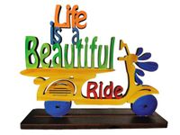 Varenyam Life is A Beautiful Ride Handmade Wooden Positive Quotes Table Decor for Office Desk Showpiece | Home Decoration | Living Room | Bedroom