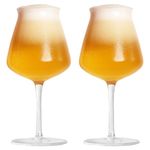 Sipologie Teku Stemmed Beer Glass 400Ml, Set Of 2 - Enhances Aromas For A Refined Tasting Experience - Great Beer Mug For Gifting, Transparent