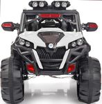 Miniature Mart Kids 4x4 Battery Operated Ride on 5 Motors 12v Big Size Jeep with Swing/Rocking with Remote & Mobile App Control | 1 Year Warranty | Free Video Call Consultation (White)