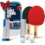 PRO SPIN All-in-One Portable Ping Pong Paddle Set (2-Players) | Table Tennis Set | Retractable Ping Pong Net (Up to 72" Wide) | Premium Paddles | 3-Star Balls | Storage Case | Game Table | Gift