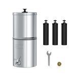 Waterdrop Gravity-fed Water Filter System, with 3 Black Carbon Filters and Metal Spigot, King Tank Series