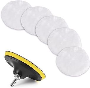 Kshineni 7 Pcs 3 Inch (80 mm) Wool Buffing Polishing Pad Car Polisher Buffer Drill Attachment with M10 Drill Adapter