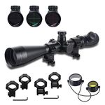 FOCUHUNTER Rifle Scope 3.5-10X50mm Tactical Sniper Scope Rapid Rangefinder Red Illuminated Reticles with 20mm/11mm Mount Rings, for Airsoft Crossbow Hunting (M1 High Knob)