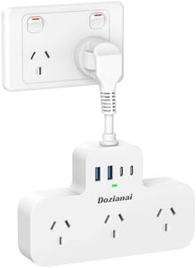 Dozianai Power Board with USB C,Surge Protector Power Strip 3 Outlets USB Plug Extension with 2 USB A and 2 USB C, 2400W/10A, USB Power Board with a Flexible Cable for Home and Office Use (White)