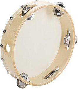 Tosnail 8 Wood Handheld Tambourine - Single Row 5 Pairs Jingles