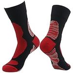 Waterproof Hiking Crew Socks, RANDY SUN Men's Cold Weather Rainy Dry Warm Comfortable Breathable Nylon Socks for Trekking Camping Climbing Wading Fishing Snowboarding Outdoor Sports, Black&Red L