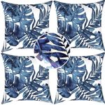 Avoik Pack of 4 Outdoor Waterproof Pillow Covers Decorative Throw Pillow Covers Tropical Farmhouse Couch Pillow Covers 18x18 Outside Pillows for Patio Furniture Cushion Cases Garden Decor, Palm Leaf