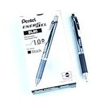 Pentel EnerGel Retractable Liquid Gel Roller, 1.0mm Bold Point Size, Black Ink, Box of 12 - BL80-A