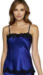 Julianna Rae Women's 100% Silk Tresor Contrast Lace Cami Top, Parisian, XL