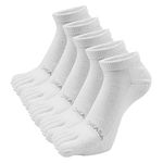 ZAKASA Mens Ankle Toe Socks Athletic Running Five Finger Cotton Crew Socks Breathable Mesh Top - Size 8-12 (5 Pairs), White 5 Pairs, 13-15