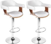 Artiss Bar Stools Stool Set of 2 Adjustable Kitchen Swivel Counter Barstools Dining Chair Gas Lift Faux Leather Backrest White in 62-82cm Seat Height Floor for Home Dining Room Cafe Outdoor Indoor