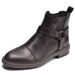 Arkbird Chelsea Ankle Boots for Men Genuine Leather Oxford Casual and Formal Dress Boot, Coffee-zip, 9