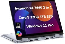 Dell Inspiron 14 7440 2-in-1 Laptop (14" FHD+ Touchscreen, Intel Core 5 120U (> i7-1355U), 32GB DDR5, 1TB SSD), for Creator, Designer, 10-Hr Long Battery Life, Backlit, Win 11 Pro w/ AI Copilot