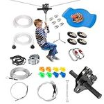 nice-won Zip Line for Kids and Adults Outdoor Up to 350Lbs 150FT with Stainless Steel Zipline Spring Brake, Safety Harness and Steel Trolley Ziplines Kits for Backyards