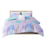 Intelligent Design Cassiopeia Comforter Set - Colorful Watercolor Tie Dye Print, Modern Down Alternative, All Season Bedding with Matching Sham and Toss Pillow Full/Queen Multi 4 Piece