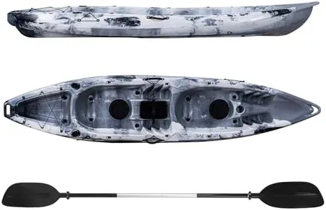 Fishing Kayak, 12.4FT Hard Shell Kayak, 2 Person Sit on Top Kayak for Adults with Paddle, Capacity of 661LBS, Hard Shell Recreational Ocean Kayak Boat