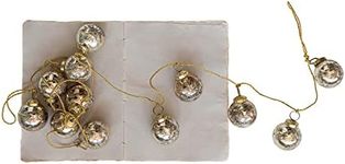 72" L Etched Mercury Glass Ball Ornament Garland w/Snowflakes, Antique Gold Finish