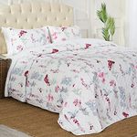 Mellanni Bedspread Coverlet Set Floral Multi - Bedding Cover - Oversized 3-Piece Quilt Set (King, Floral Multi)