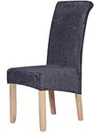 smiry Stretch Chair Covers for Dining Room,Dark Grey Set of 6 Velvet Large Dining Chair Slipcovers