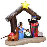 HOMCOM 6ft Christmas Inflatable Nativity Scene Decoration with Bible Arch of Jesus' Birth Easy Set-Up Blow UP Decoration for Holiday Yard