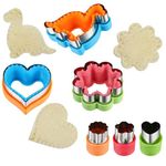 Fuyamp Sandwich Cutters and Sealers Cookie Cutters for Kids Vegetable Fruit Cutter Flower Heart Dinosaur Molds Fruit Cutters for Children Bento Lunch (Flower)