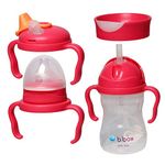 b.box 4 Lids in 1 Cup for Baby Feeding | 240 ML Spill Proof Toddler Training Bottle | Transition Sippy Cup with BPA Free Premium Silicone Plastic, Dishwasher Safe (Raspberry)