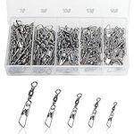 Realure 100/200 Pcs Fishing Swivels and Clips Safety Snaps Swivels Fishing Tackle Sea Fishing Swivels Rolling Swivel for Quick Change Swivels Fishing Hook to Line Connectors 7# 8# 10# 12# 14# (100)