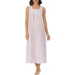 Eileen West Cotton Dobby Stripe Woven Sleeveless Ballet Nightgown, Blush, S