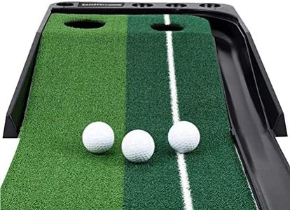 H&B Luxuries Indoor Golf Putting Mat 2 Holes Ball Auto Return, 9.84 Feet Long GPE01
