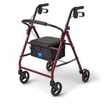 Medline Basic Steel Rollator, with 6" Wheels, Burgundy