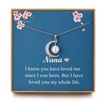 NOURISHLOV Nana Gifts for Grandma Necklace - Sterling Silver Pearl Moon Crystal Grandmother Necklace, Mom Gifts, Nana Gifts from Grandchildren, Mothers Day Jewelry Birthday Gift Ideas