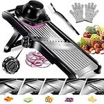 ZNM Mandoline Vegetable Slicer, Adjustable Mandolin Food Slicer, Kitchen Mandolines Slicing and Julienne Cutting for Vegetables and Fruits, Send Cleaning Brush ＆ Cut-Resistant Glove