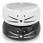 Koolkatkoo Funny Black and White Ceramic Cat Ashtray Set for Girls Women Men Unique Porcelain Ashtrays Indoor or Outdoor Ash Tray