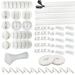 [152 Pcs] Cord Management Organizer Kit, 4 Split Cable Sleeve, 36 Self Adhesive Cable Clips Holder 10 Pcs, 2 Rolls of Self Adhesive Ties, 100 Fastening Zip Cable Ties (White)