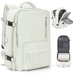 Travel Backpack for Women Business Laptop Backpack Fits 14 Inch Airline Cabin Bag Water Resistant with USB Charging Port Carry On Backpack Shoe Pouch Daypack Weekend Overnight Moon White