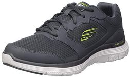 Skechers Men's Flex Advantage 4.0 Sneaker, Charcoal Leather Mesh Pu Trim, 11 UK