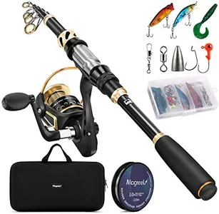 Magreel Telescopic Fishing Rod and Reel Combo Set with Fishing Line, Fishing Lures Kit& Accessories and Carrier Bag for Saltwater Freshwater (A-Full Kit with Carrier Bag, 1.8M-5.91FT)