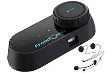 FreedConn Tcom VB Motorcycle Helmet Bluetooth 5.0 Headset Intercom, 2 Way Rider 800M Universal Motorbike Communication System with Music Share, IP65 Waterproof (with Soft + Hard Mic) for All Helmets