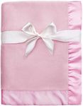 Pro Goleem Fleece Baby Blanket with 2 Inch Satin Trim Soft Plush Blanket for Girls Pink 30x40 Inch