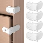 REDTRON Child Safety Cabinet Locks, Baby Proof Cupboard Locks with 3M Adhesive, Child Locks with No Trapped Fingers, No Tools Needed, Easy Installation(4 Pack, White)