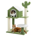 Made4Pets Cat Tree, 35 inches Cat Tree Tower with Cozy Cat Condo, Cactus Cat Tree for Indoor Cats Adult, Cute Cat Tree with Cat House, Cozy Platform for Cats Kittens to Play, Scratch and Perch