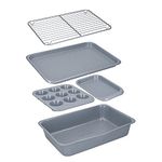 MasterClass Smart Ceramic Stackable Bakeware Set, Carbon Steel with Robust Ceramic Coating, Grey, 5 Pieces