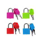 Smart Buy Lock Set Small Size Padlocks for Securing Luggage .Metal Luggage Padlocks with Keys I Baggage Locking System .Tiny Small Brass Lock and Key Size (30Mmx25Mm) Multicolor- 4 Pcs